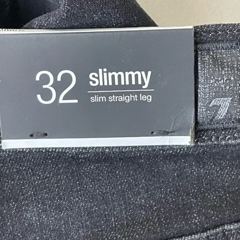7 FOR ALL MANKIND NWT MEN’S SLIMMY SLIM STRAIGHT JEANS BLACK DISTRESSED 32 33 36 - Picture 9 of 15